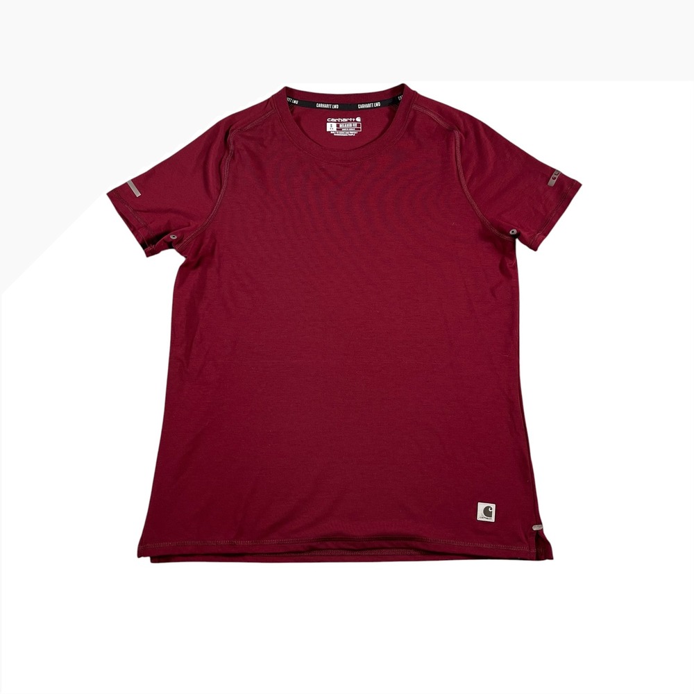 Carhartt LWD Womens Relaxed Fit Short Sleeve T-Shirt Burgundy Red Size Small 4-6